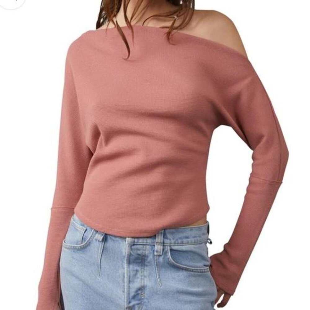 Free People We the Free Fuji Thermal pink long sleeve top Size XL